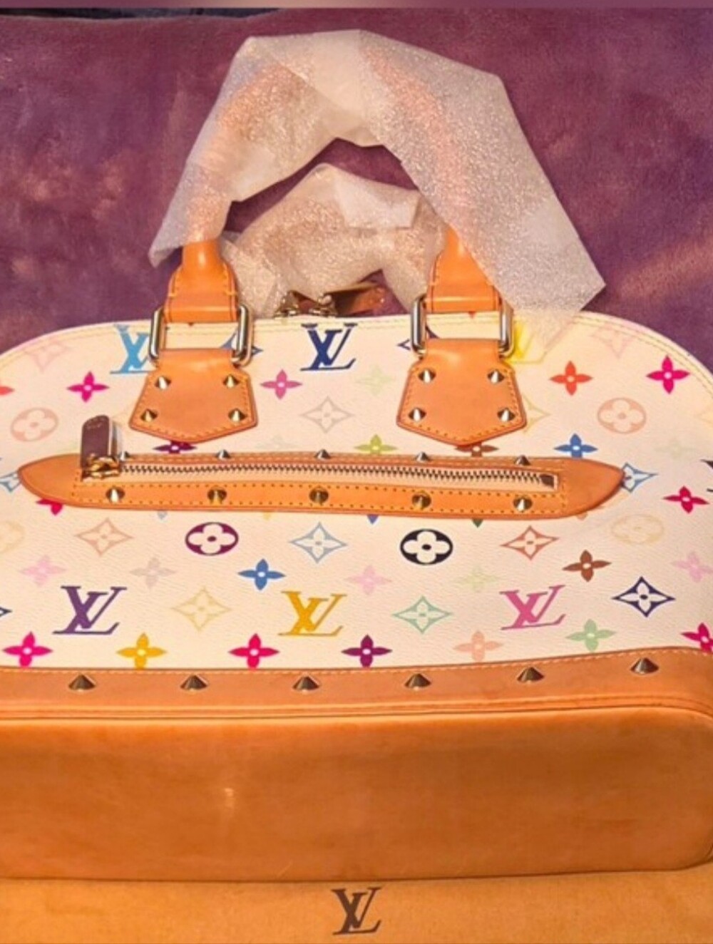 Louis Vuitton Multicolor Alma PM Top Handle Bag - White/Multicolor